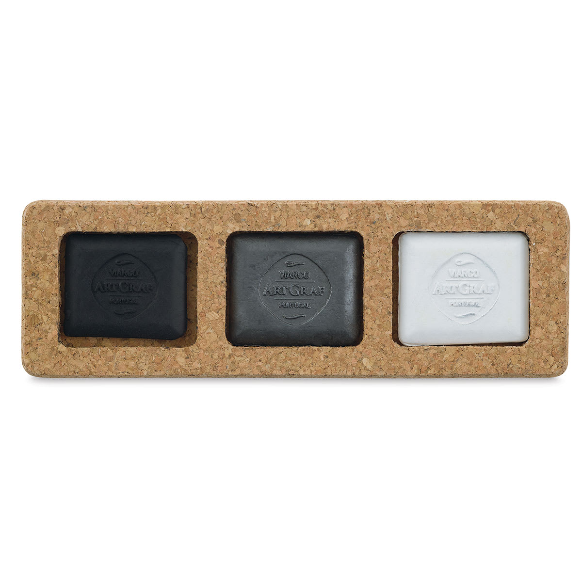 ArtGraf Viarco Pigmented Tailor Chalk - Open set of 3 Monochrome colors shown in cork storage holder