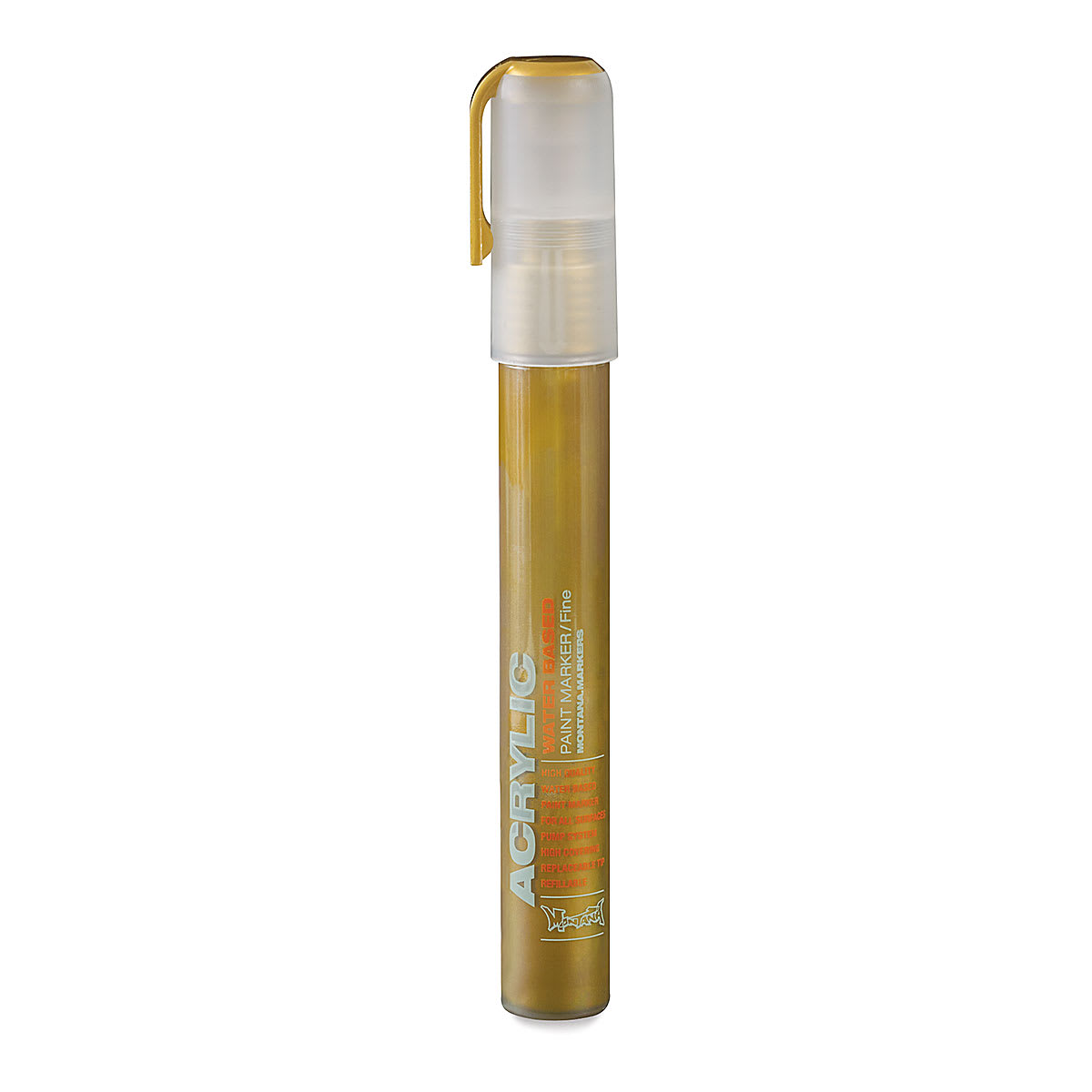 Montana Acrylic Marker - 2 mm, Matte Gold with cap on