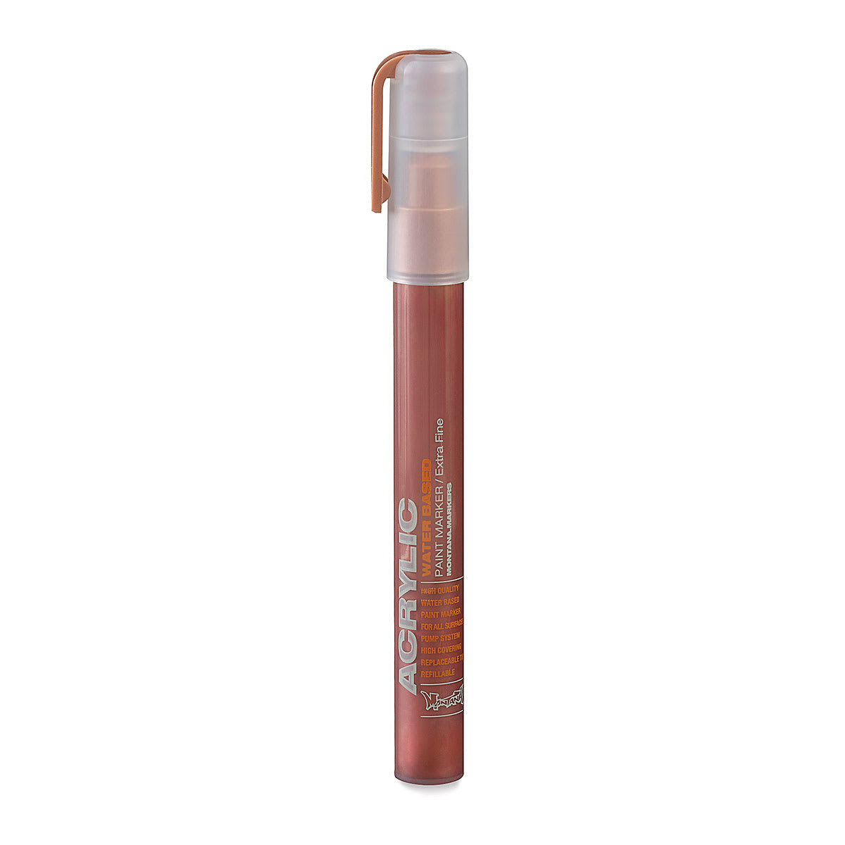 Montana Acrylic Marker - 0.7 mm, Matte Copper with cap on
