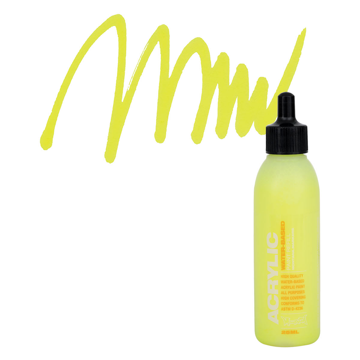Montana Acrylic Marker Refill - 25 ml, Flash Yellow, Refill and swatch