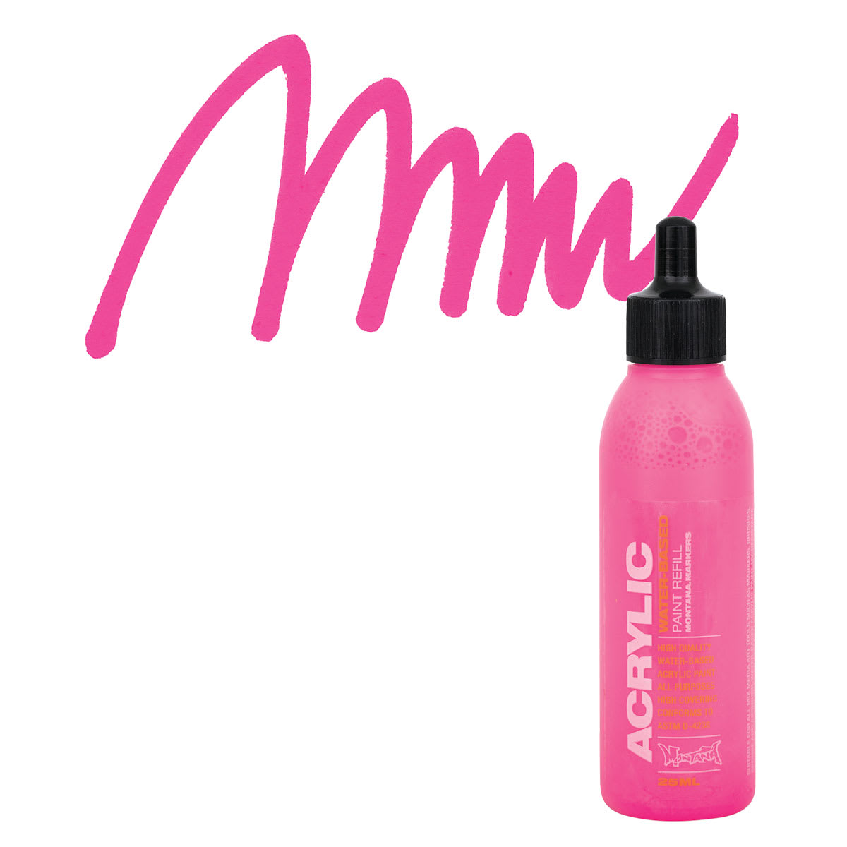 Montana Acrylic Marker Refill - 25 ml, Gleaming Pink, Refill and swatch