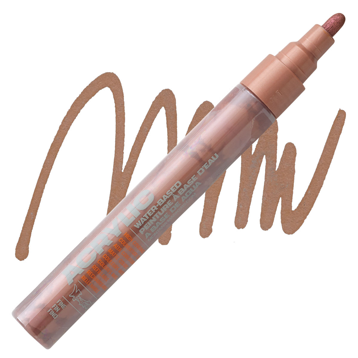 Montana Acrylic Marker - 2 mm, Matte Copper marker and swatch