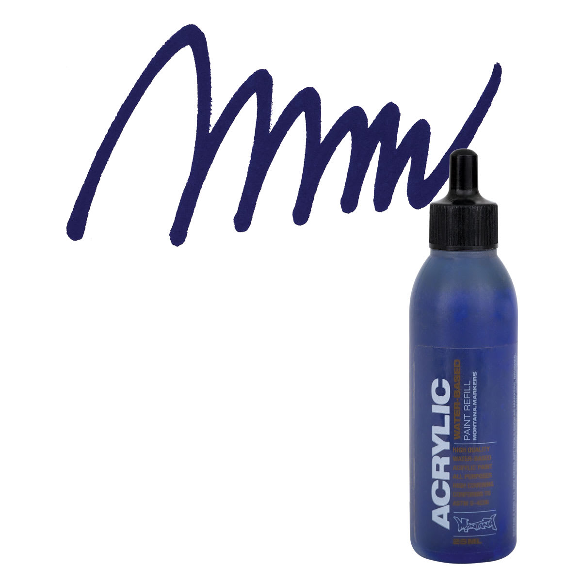 Montana Acrylic Marker Refill - 25 ml , Shock Blue Dark, Refill and swatch