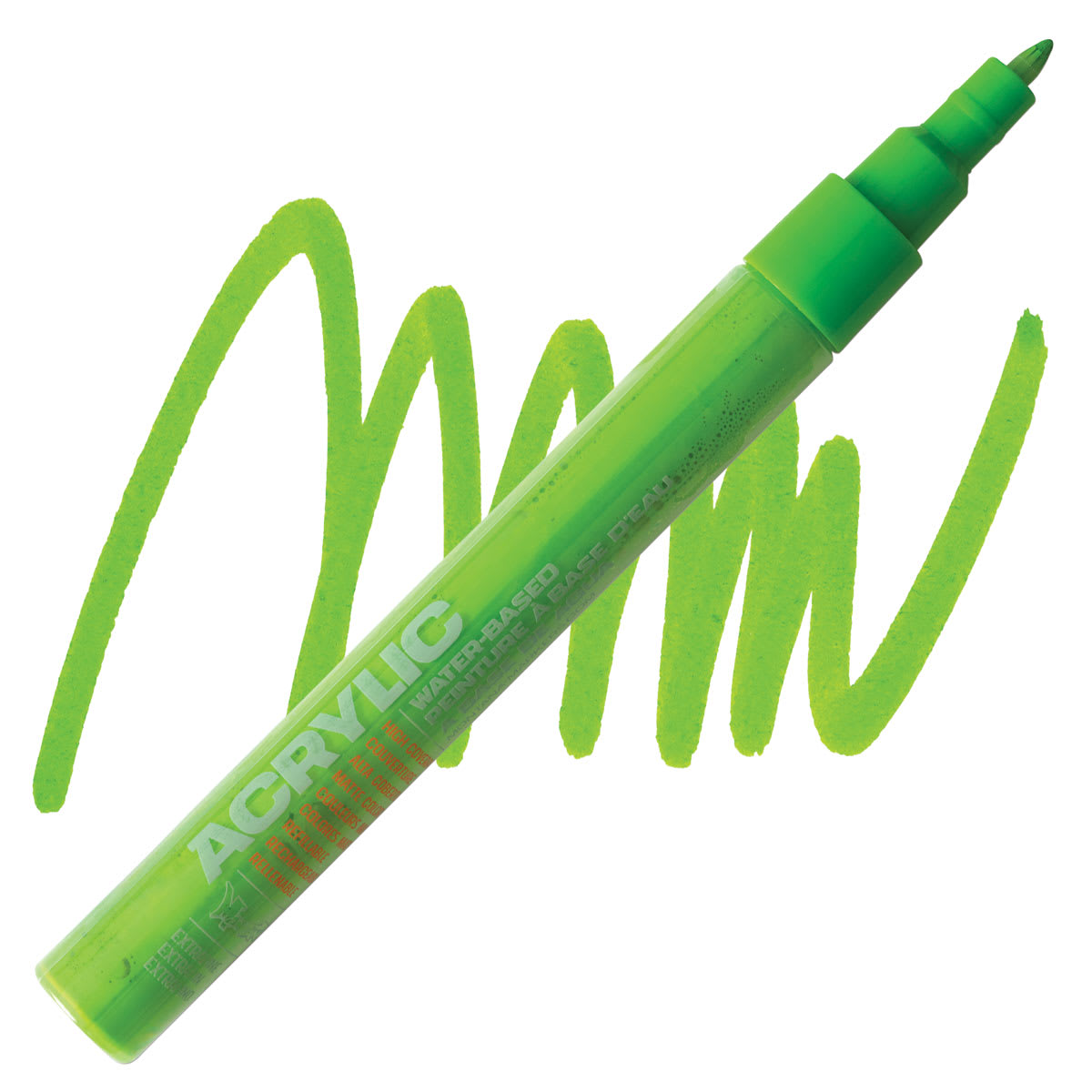 Montana Acrylic Marker - 0.7 mm Tip, Shock Green Light marker and swatch