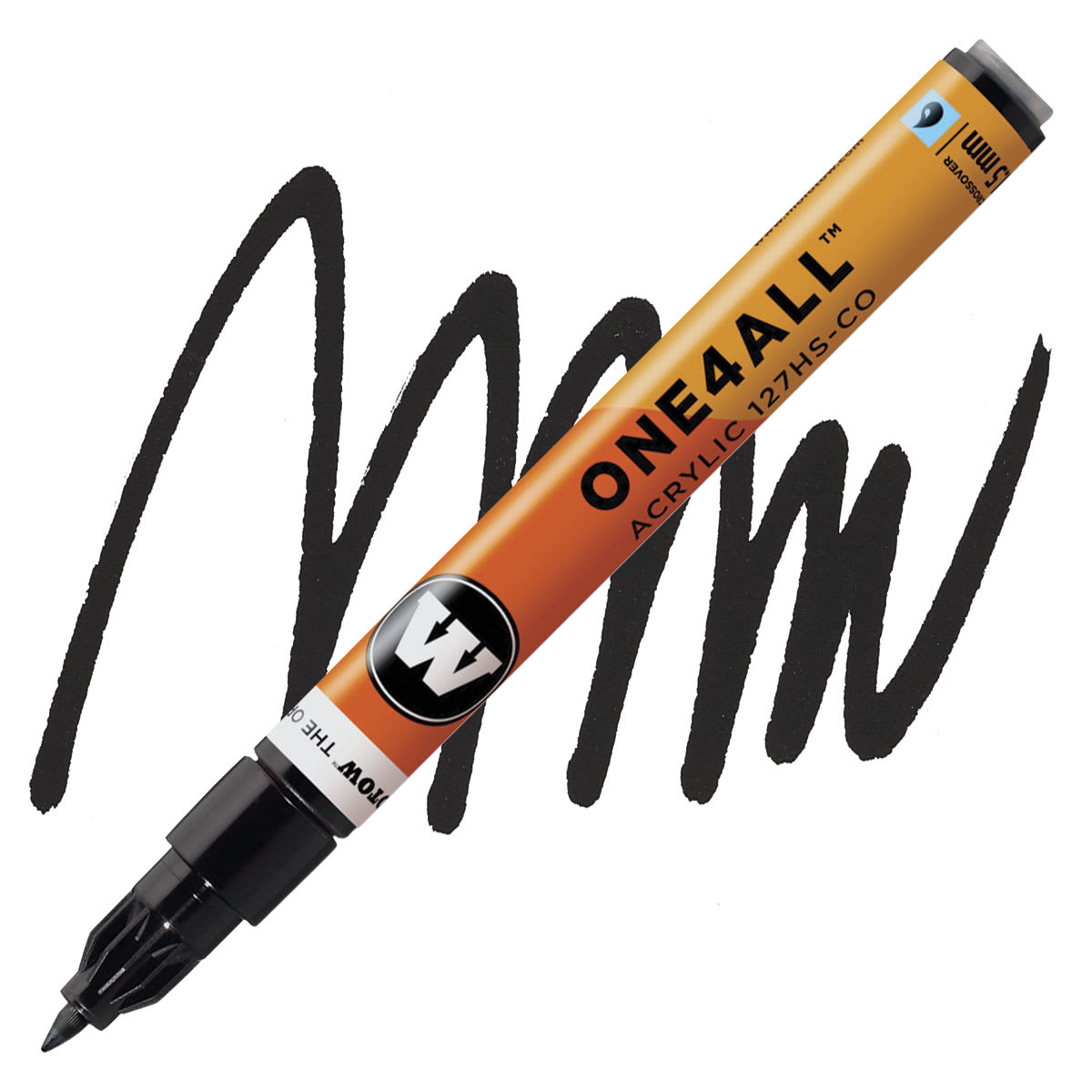 Molotow One4All Acrylic Marker - 1.5 mm Tip, Signal Black marker and swatch