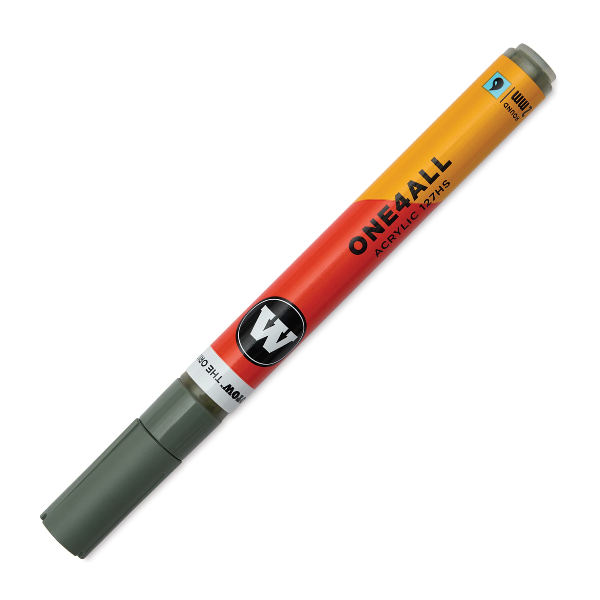 Molotow One4All Acrylic Marker - 2 mm Tip, Stone Grey Middle, Bullet Tip, cap on