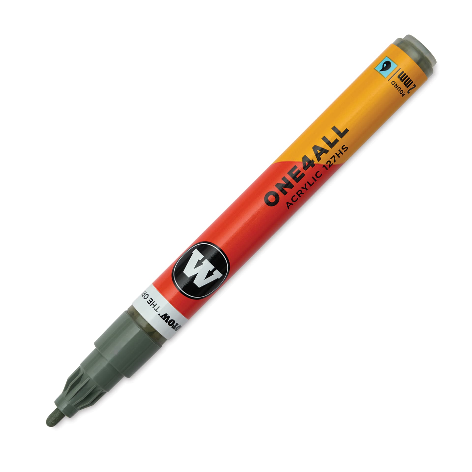 Molotow One4All Acrylic Marker - 2 mm Tip, Stone Grey Middle, Bullet Tip, cap off