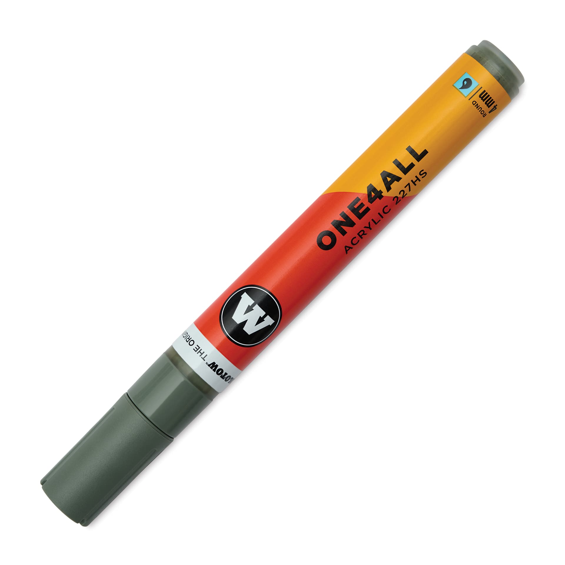 Molotow One4All Acrylic Marker - 4 mm Tip, Stone Grey Middle, Bullet Tip, cap on