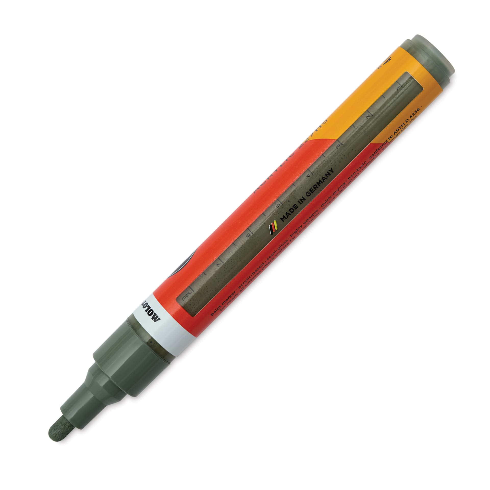 Molotow One4All Acrylic Marker - 4 mm Tip, Stone Grey Middle, Bullet Tip, marker barrel