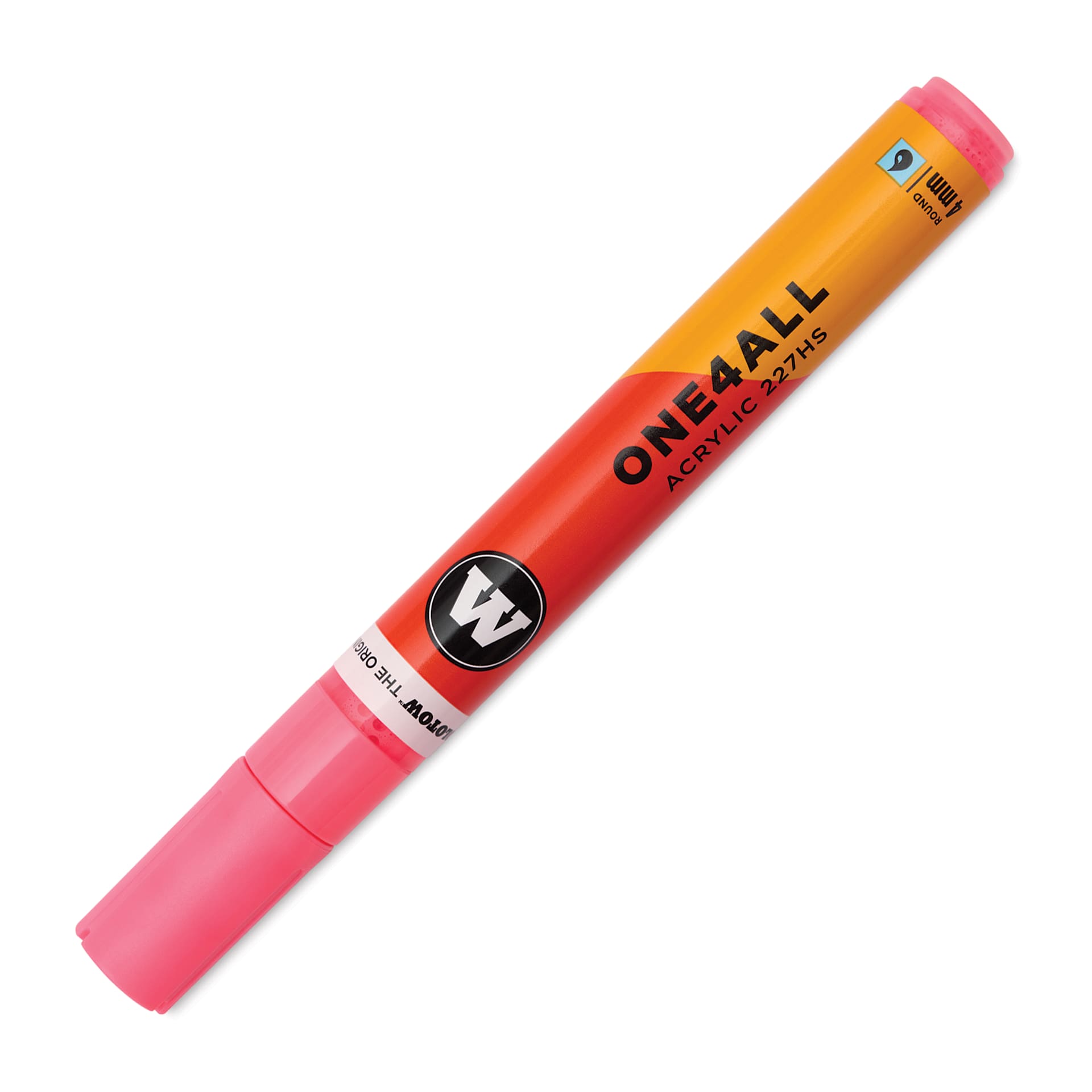 Molotow One4All Acrylic Marker - 4 mm Tip, Neon Red Flowers, Bullet Tip, cap on
