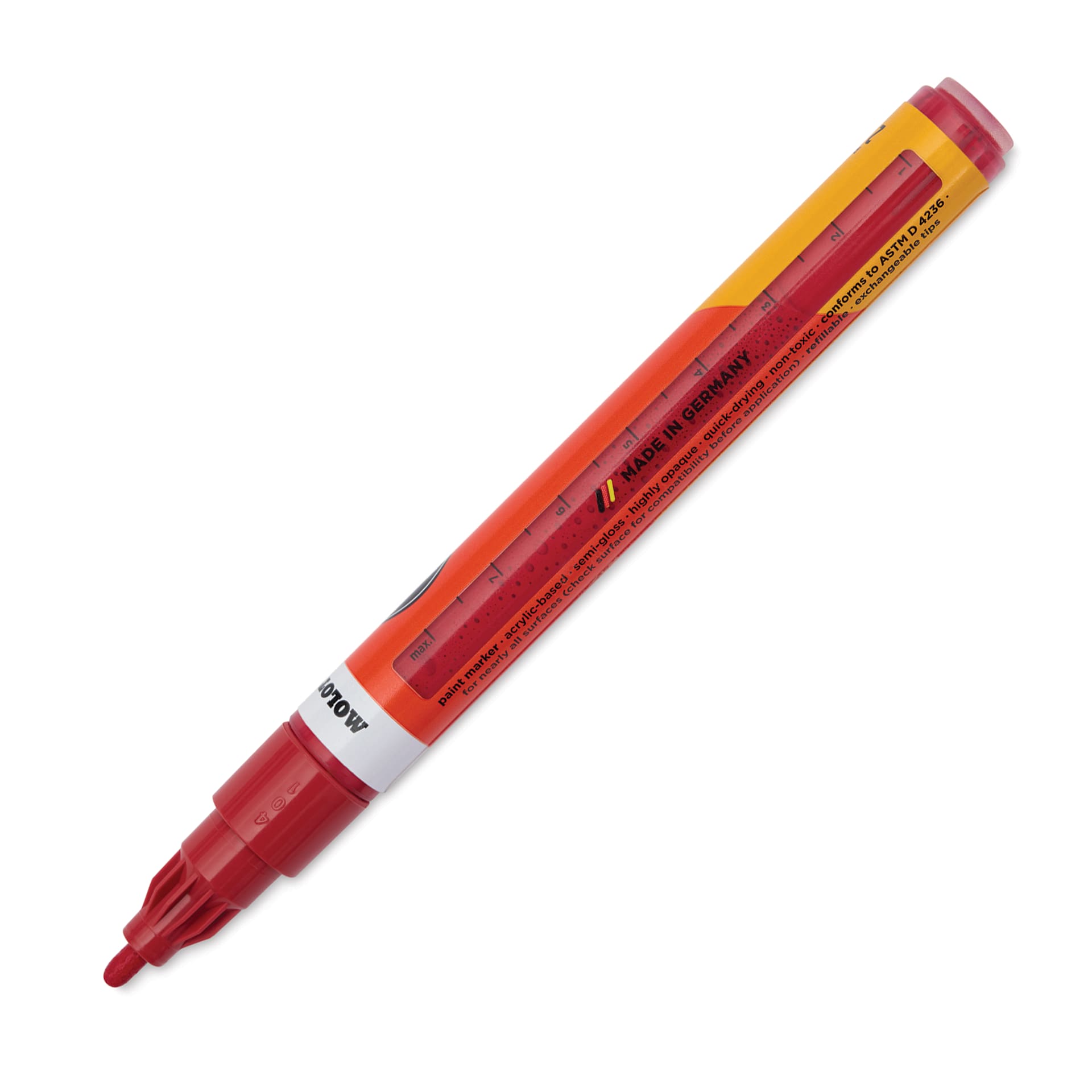 Molotow One4All Acrylic Marker - 2 mm Tip, Raspberry Red, Bullet Tip, marker barrel