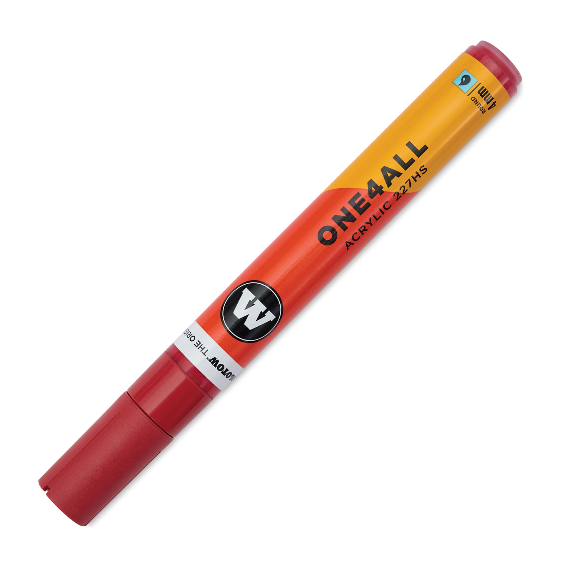 Molotow One4All Acrylic Marker - 4 mm Tip, Raspberry Red, Bullet Tip, cap on