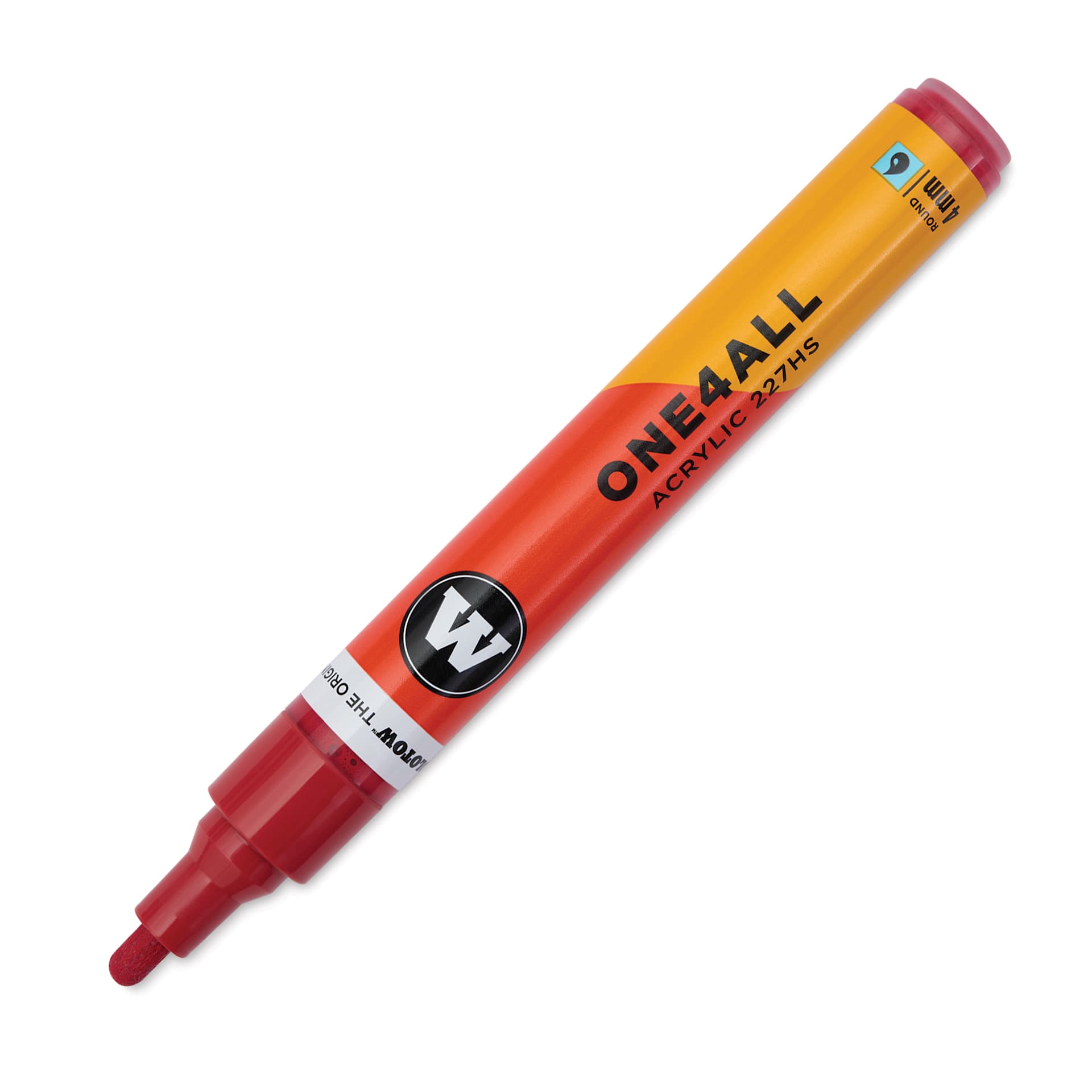 Molotow One4All Acrylic Marker - 4 mm Tip, Raspberry Red, Bullet Tip, cap off