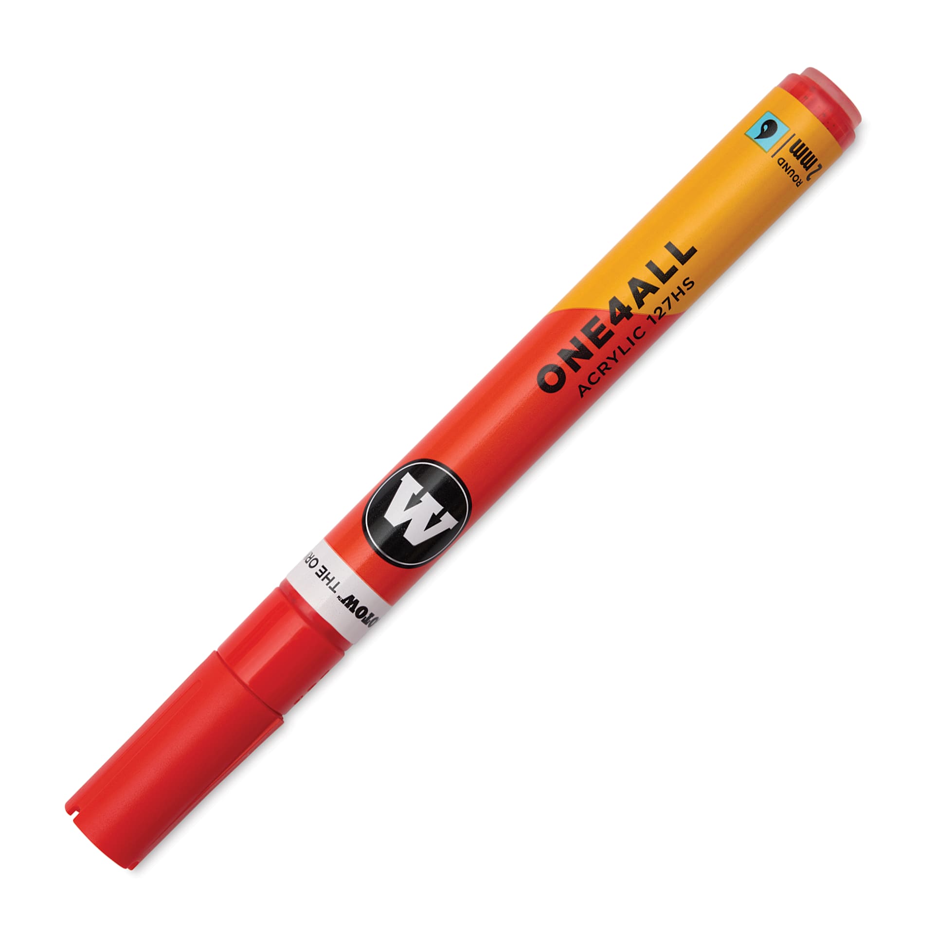 Molotow One4All Acrylic Marker - 2 mm Tip, Cherry Red, Bullet Tip, cap on