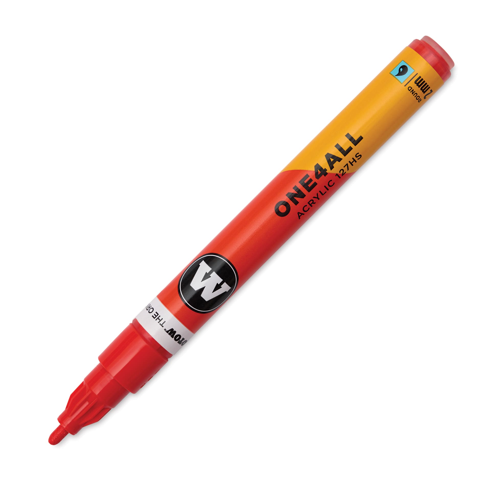 Molotow One4All Acrylic Marker - 2 mm Tip, Cherry Red, Bullet Tip, cap off