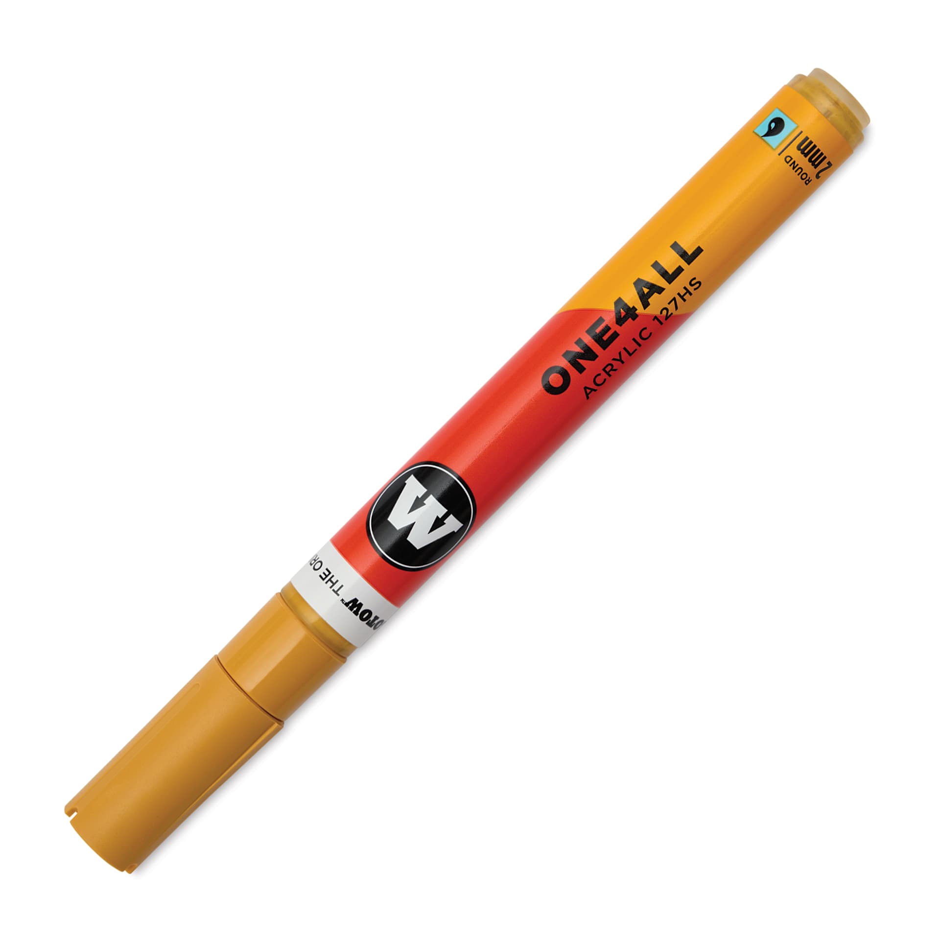 Molotow One4All Acrylic Marker - 2 mm Tip, Mustard Yellow, Bullet Tip, cap on