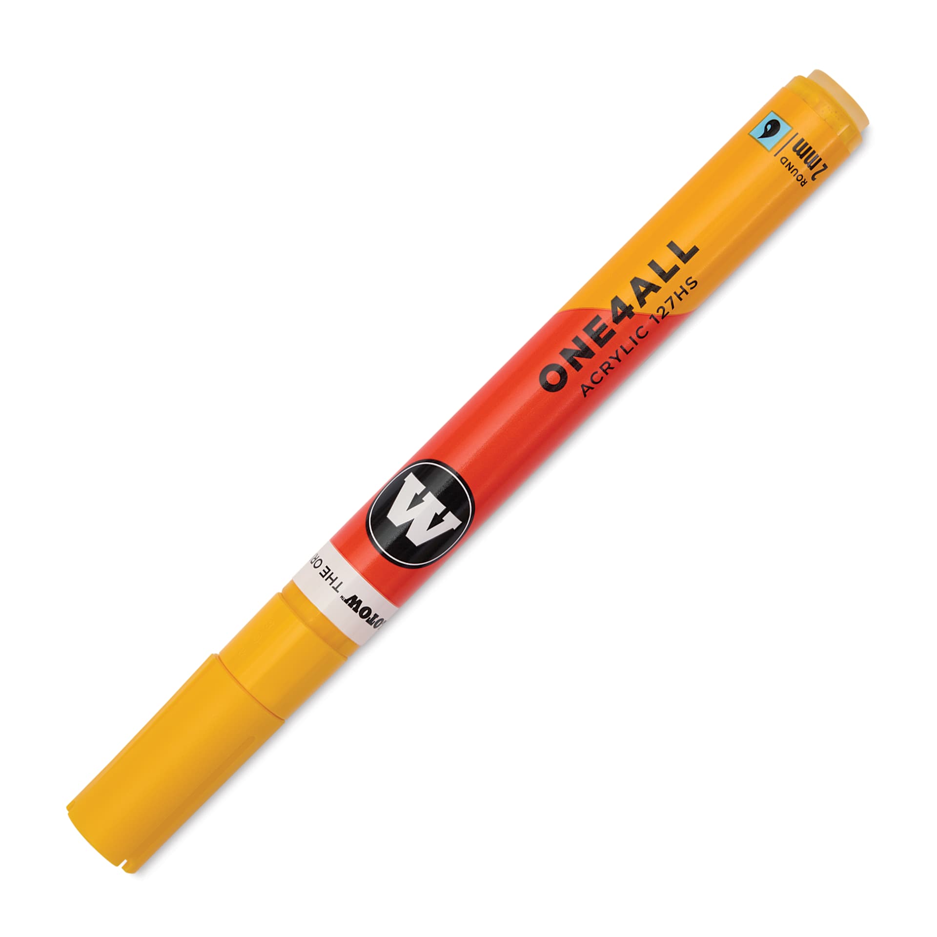 Molotow One4All Acrylic Marker - 2 mm Tip, Signal Yellow, Bullet Tip, cap on