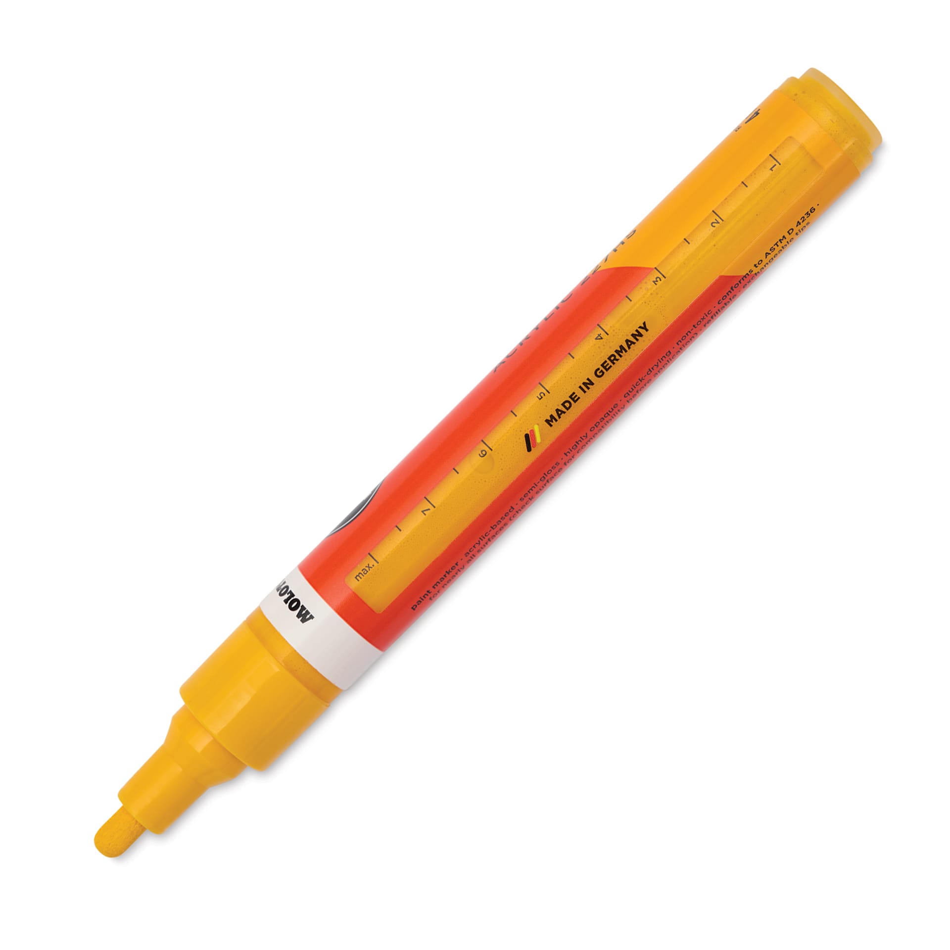 Molotow One4All Acrylic Marker - 4 mm Tip, Signal Yellow, Bullet Tip, marker barrel