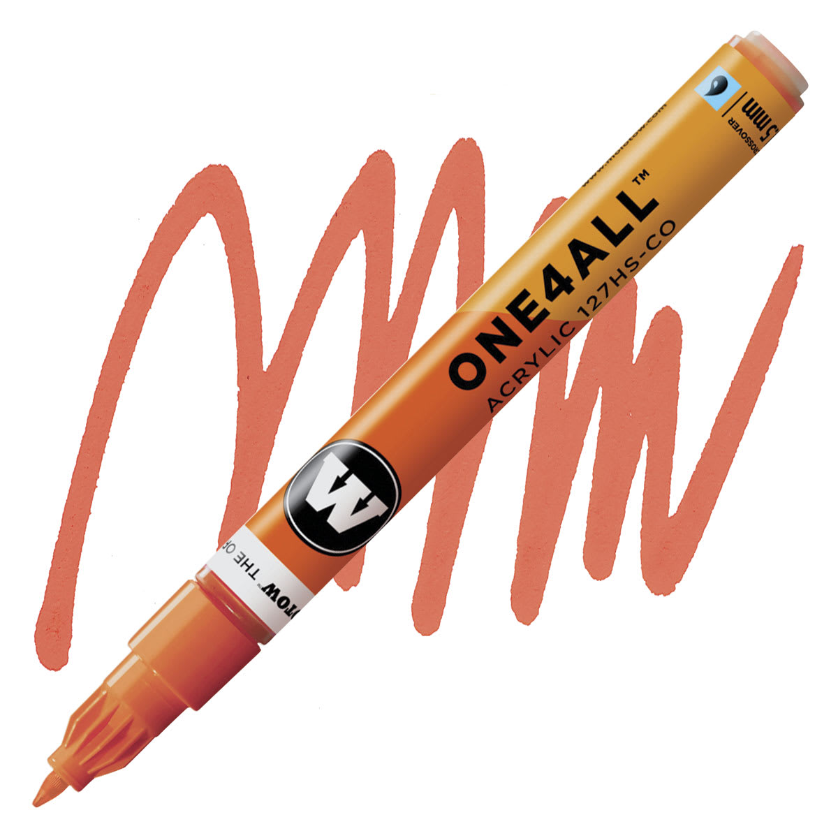 Molotow One4All Acrylic Marker - 1.5 mm Tip, Dare Orange marker and swatch