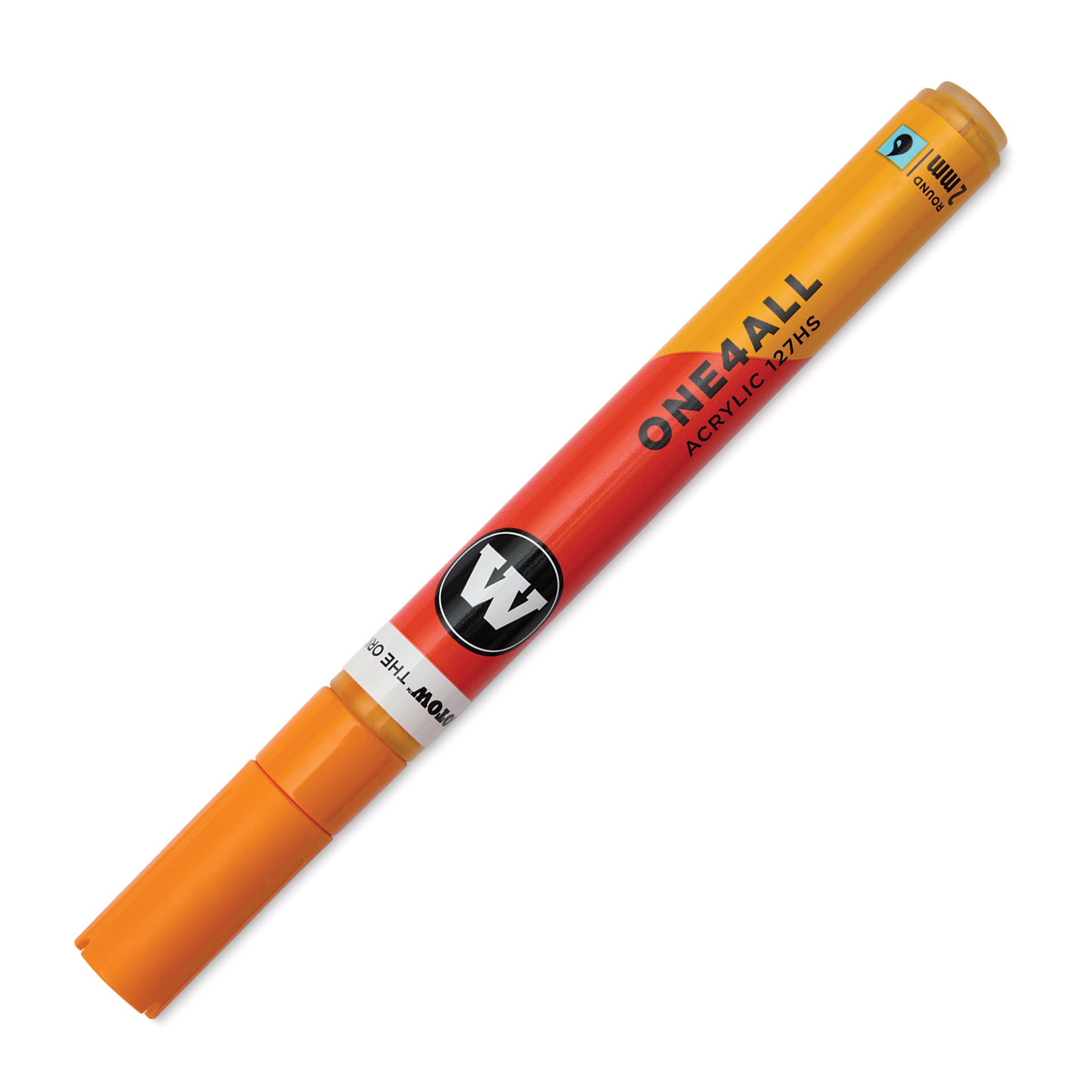 Molotow One4All Acrylic Marker - 2 mm Tip, Light Orange, Bullet Tip, cap on