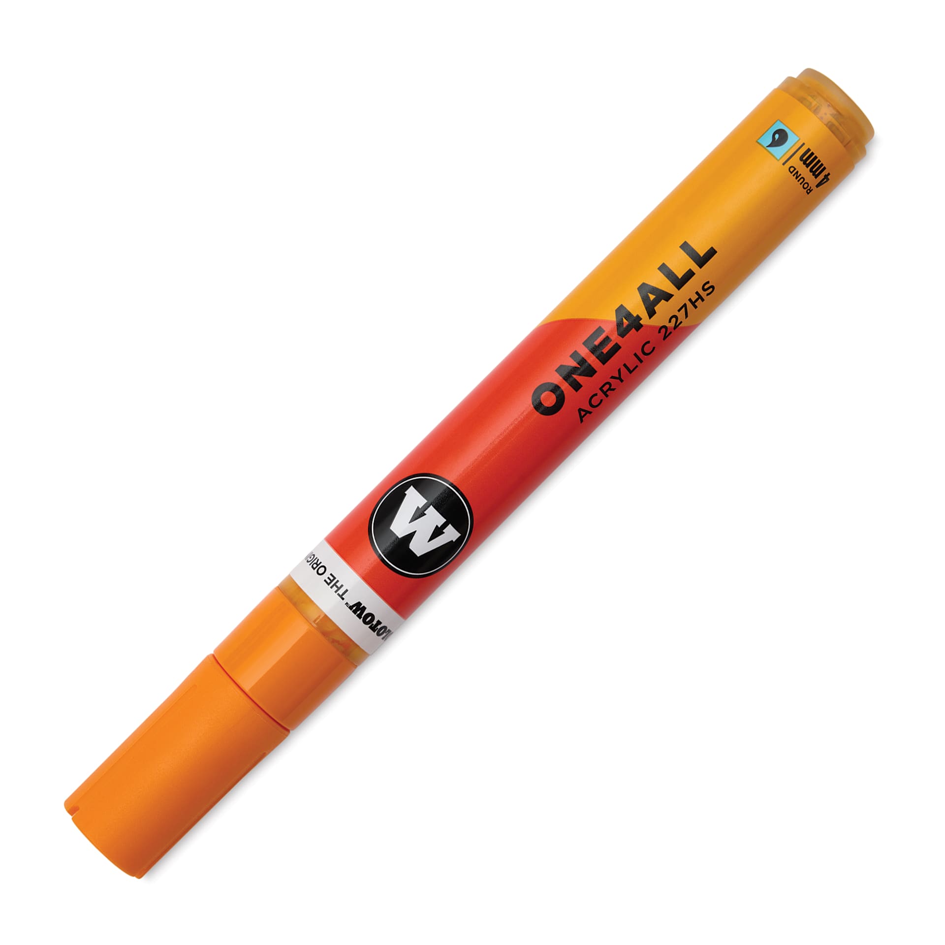 Molotow One4All Acrylic Marker - 4 mm Tip, Light Orange, Bullet Tip, cap on