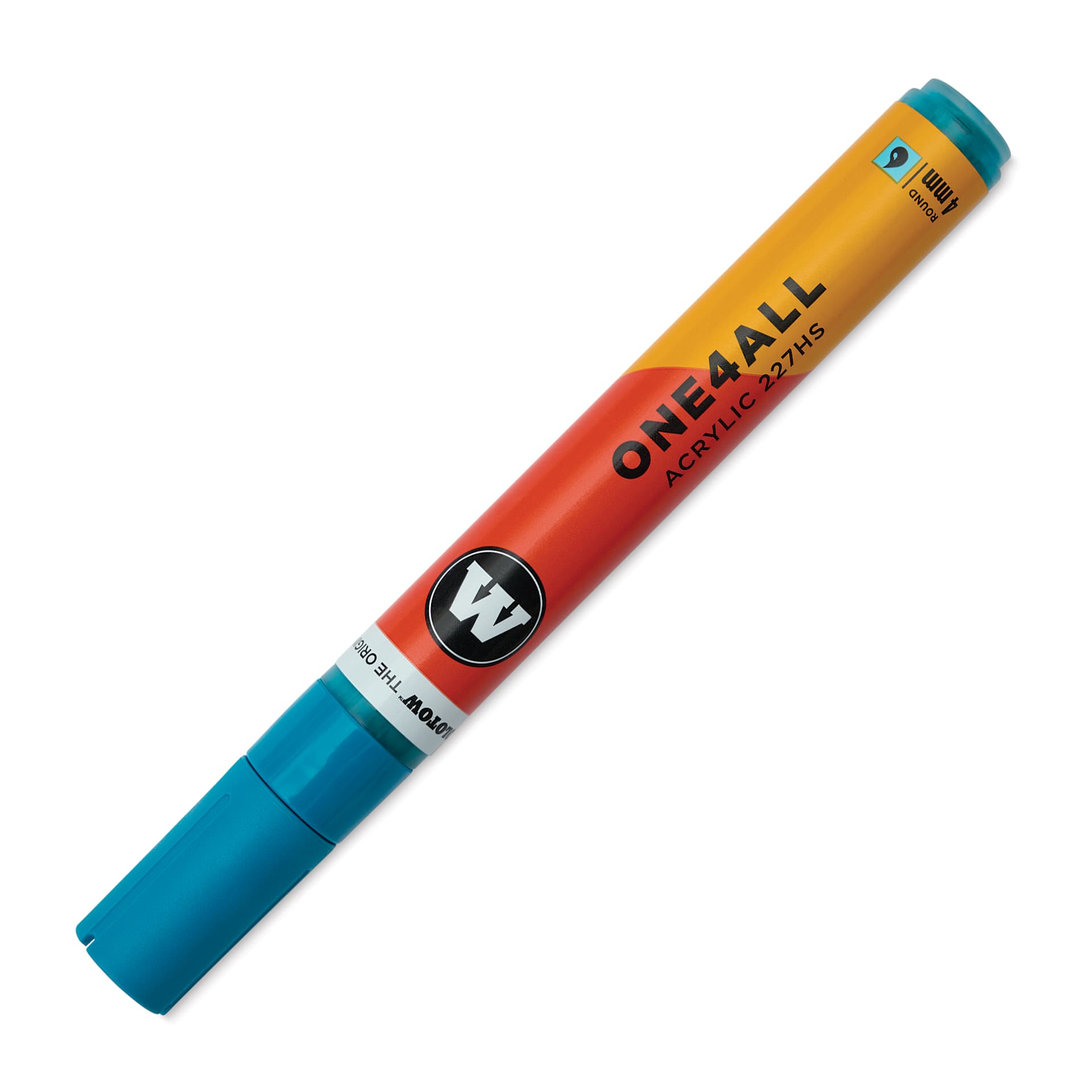 Molotow One4All Acrylic Marker - 4 mm Tip, Aqua, Bullet Tip, cap on