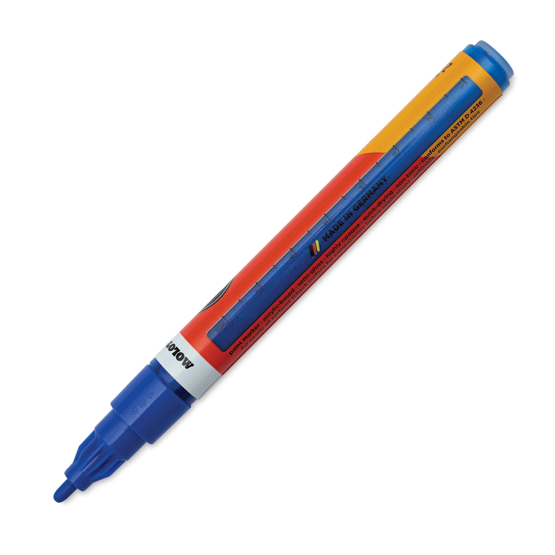 Molotow One4All Acrylic Marker - 2 mm Tip, Ultramarine, Bullet Tip, marker barrel