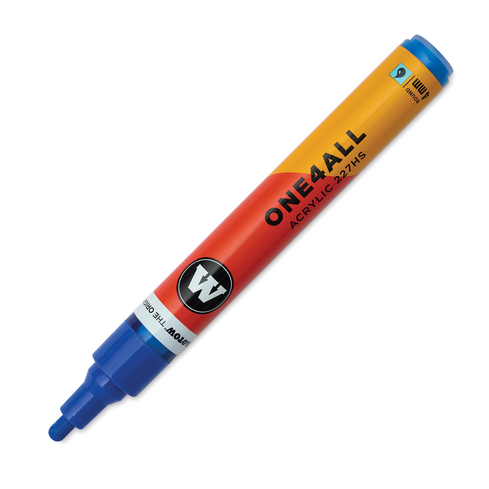 Molotow One4All Acrylic Marker - 4 mm Tip, Ultramarine, Bullet Tip, cap off