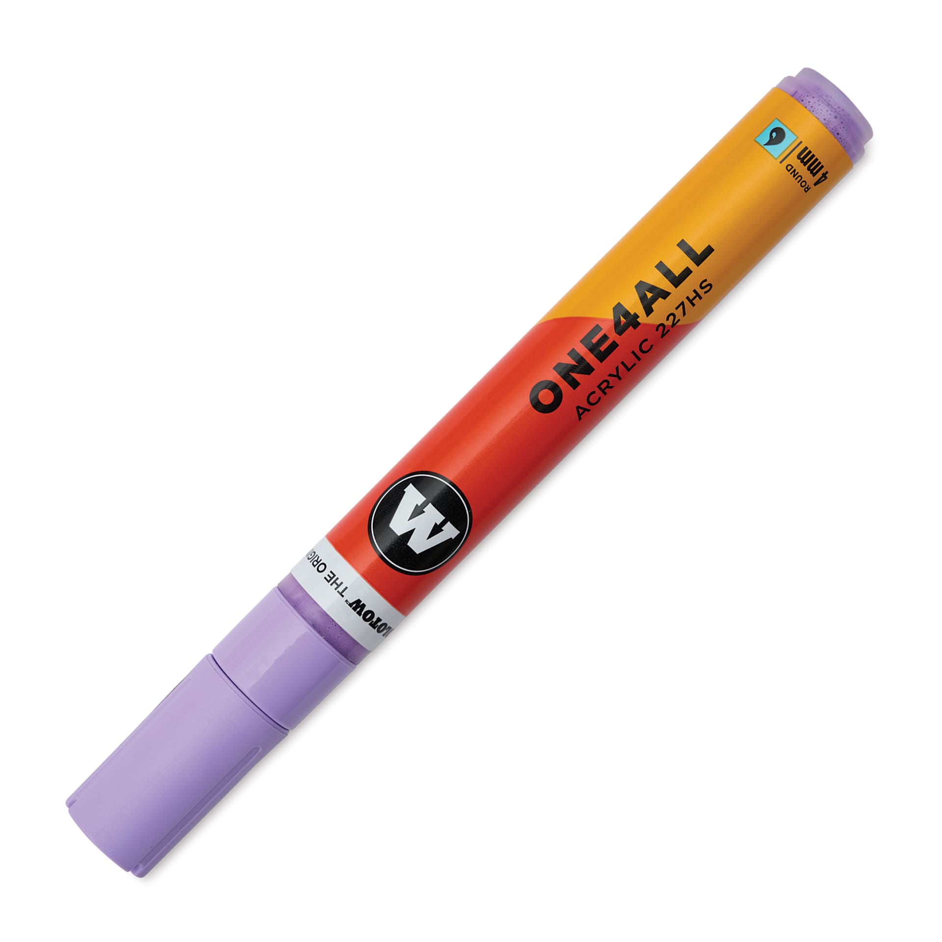Molotow One4All Acrylic Marker - 4 mm Tip, Lavender, Bullet Tip, cap on