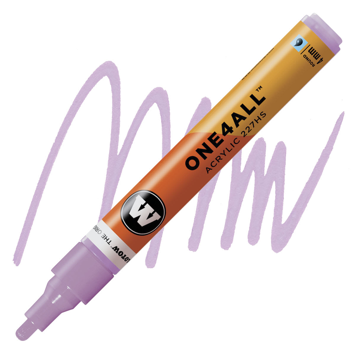 Molotow One4All Acrylic Marker - 4 mm Tip, Lilac Pastel, Bullet Tip marker and swatch