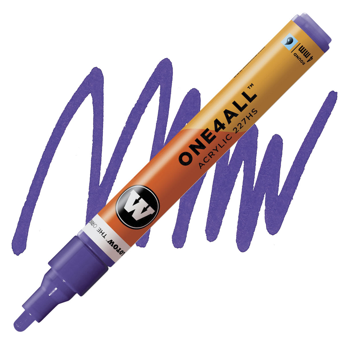 Molotow One4All Acrylic Marker - 4 mm Tip, Currant, Bullet Tip marker and swatch
