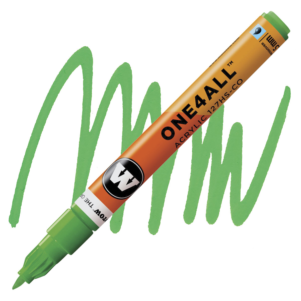 Molotow One4All Acrylic Marker - 1.5 mm Tip, Universes Green marker and swatch