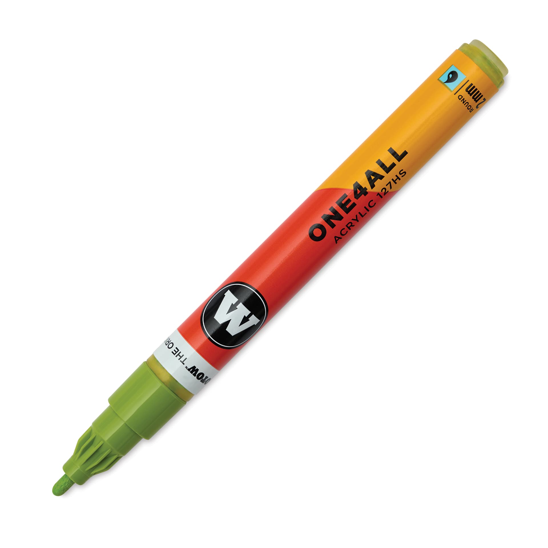 Molotow One4All Acrylic Marker - 2 mm Tip, Nature Green Light, Bullet Tip, cap off