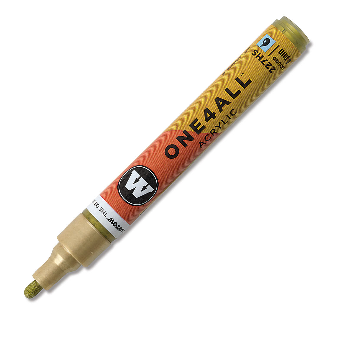 Molotow One4All Acrylic Marker - 4 mm Tip, Metallic Gold, Bullet Tip