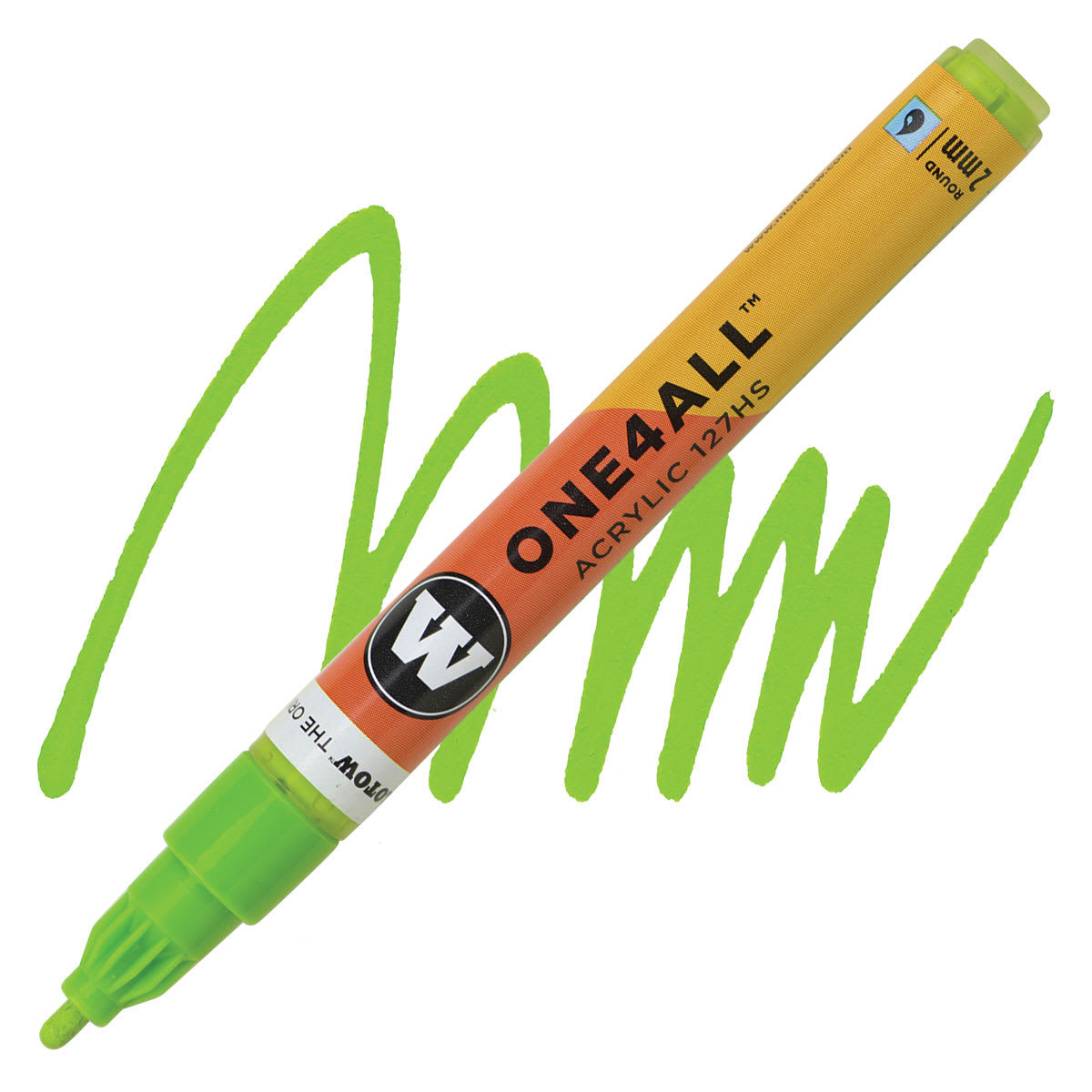 Molotow One4All Acrylic Marker - 2 mm Tip, Grasshopper, Bullet Tip marker and swatch
