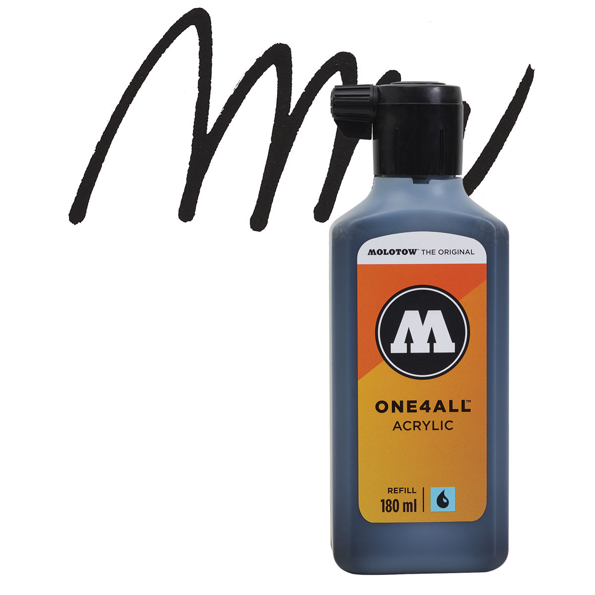 Molotow One4All Acrylic Marker Refill - 180 ml, Signal Black and swatch