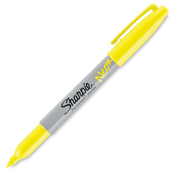Sharpie Neon Markers - Single angled Neon Yellow marker shown open