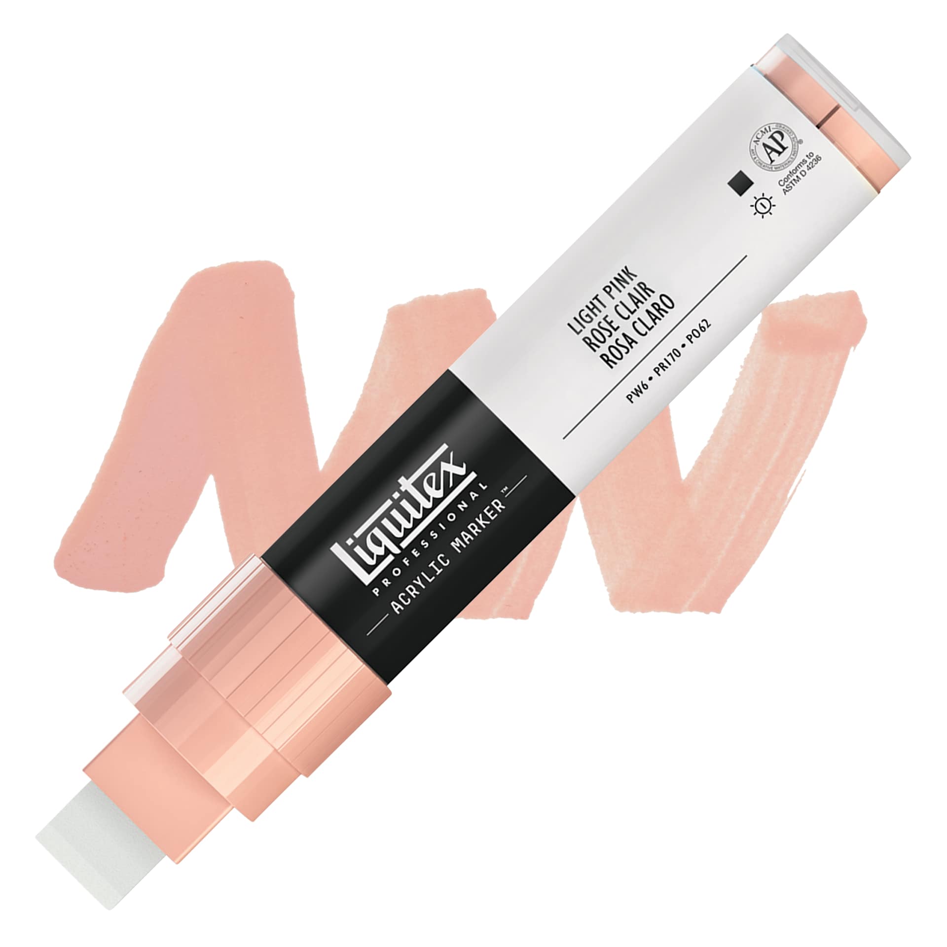 Liquitex Paint Marker - Light Pink, 15mm Tip marker and swatch