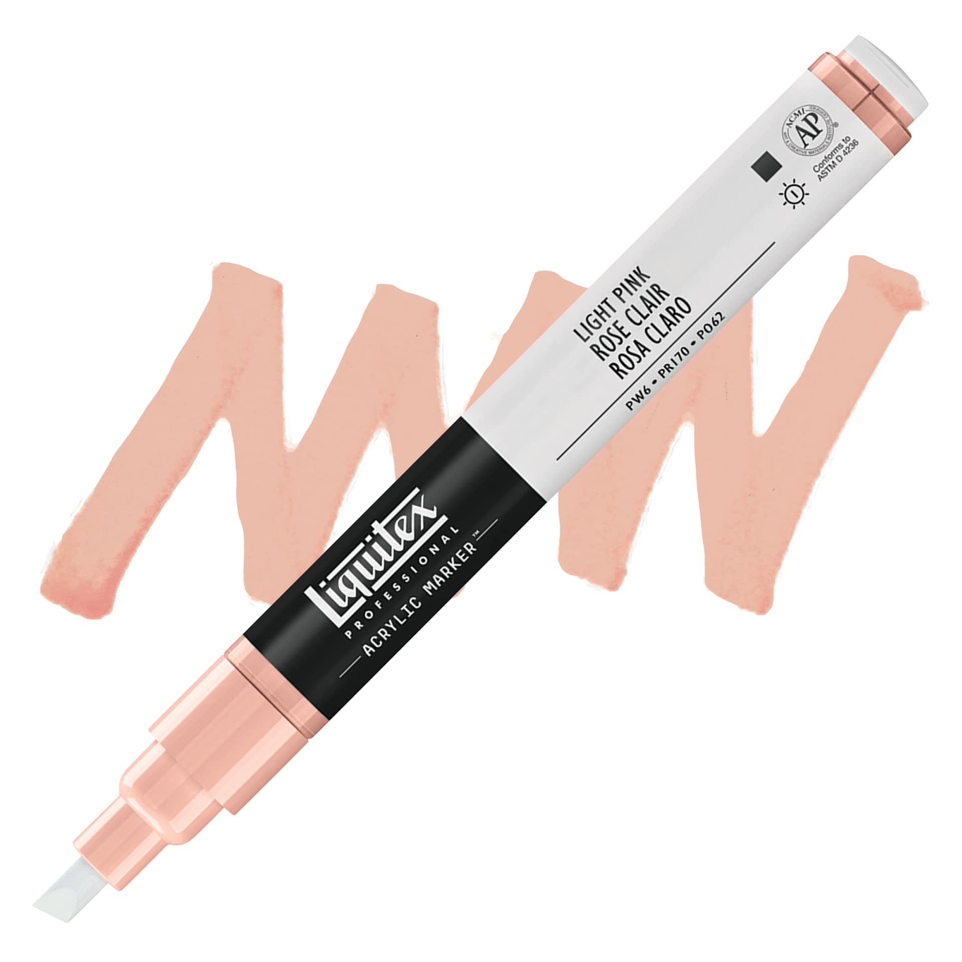 Liquitex Paint Marker - Light Pink, 2mm Tip marker and swatch