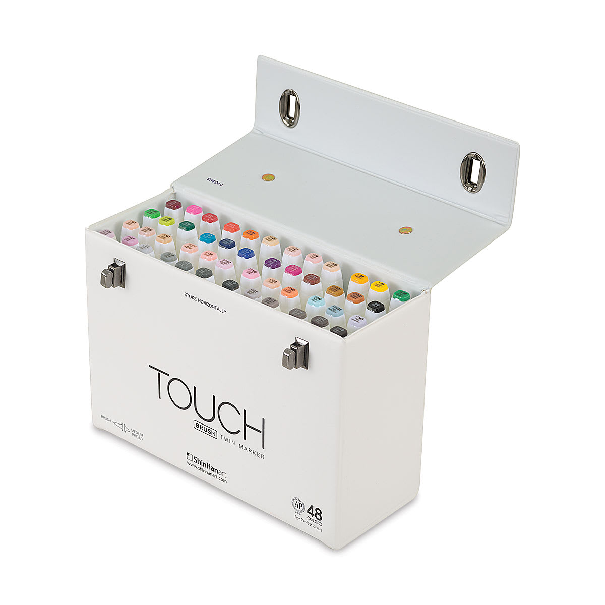Shinhan Touch Twin Brush Markers - Assorted, Set of 48 (package open to show markers)