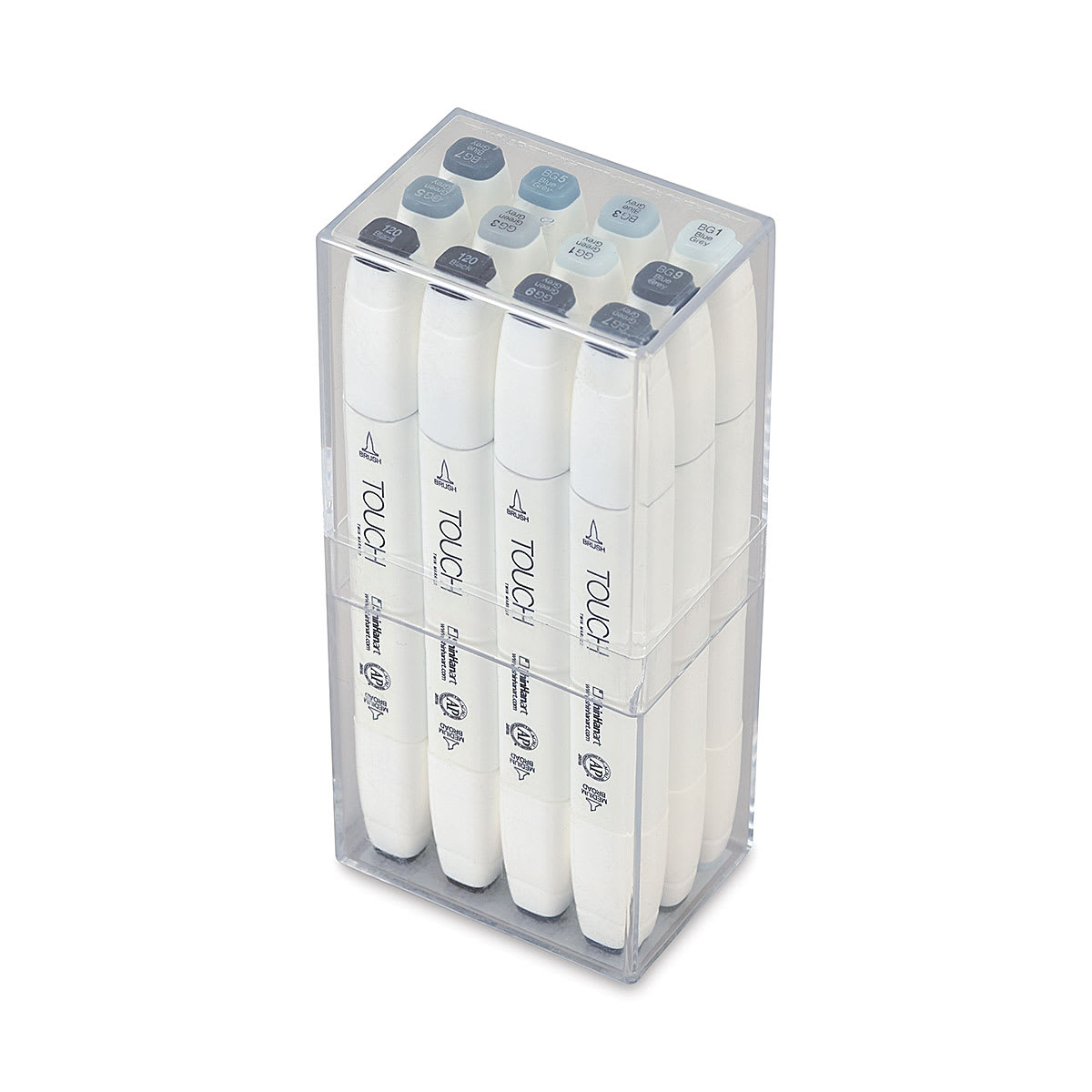 ShinHan Touch Twin Brush Markers - Blue/Green Greys, Set of 12