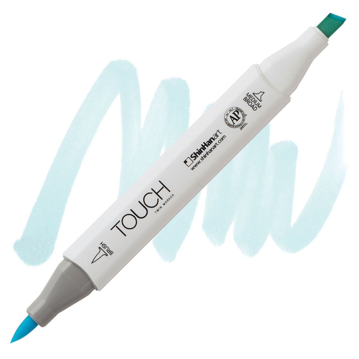 ShinHan Touch Twin Brush Marker - Frost Blue B182 marker and swatch