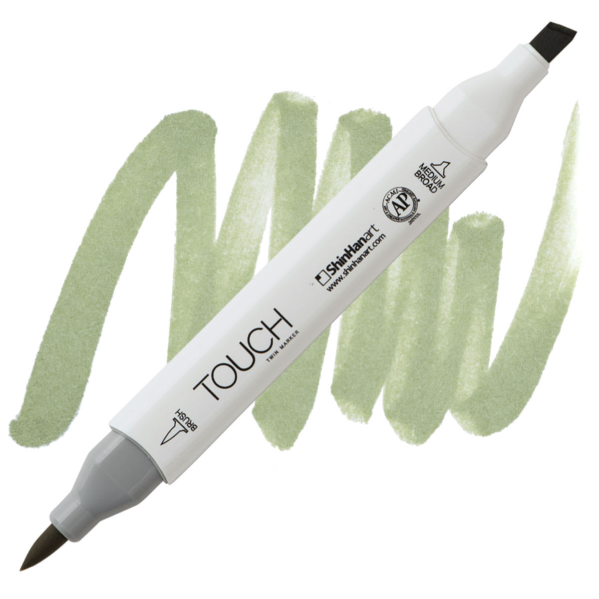 ShinHan Touch Twin Brush Marker - Greyish Green Pale marker and swatch