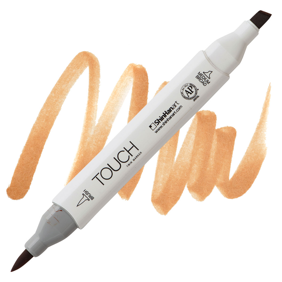 ShinHan Touch Twin Brush Marker - Leather Brown BR112 marker and swatch