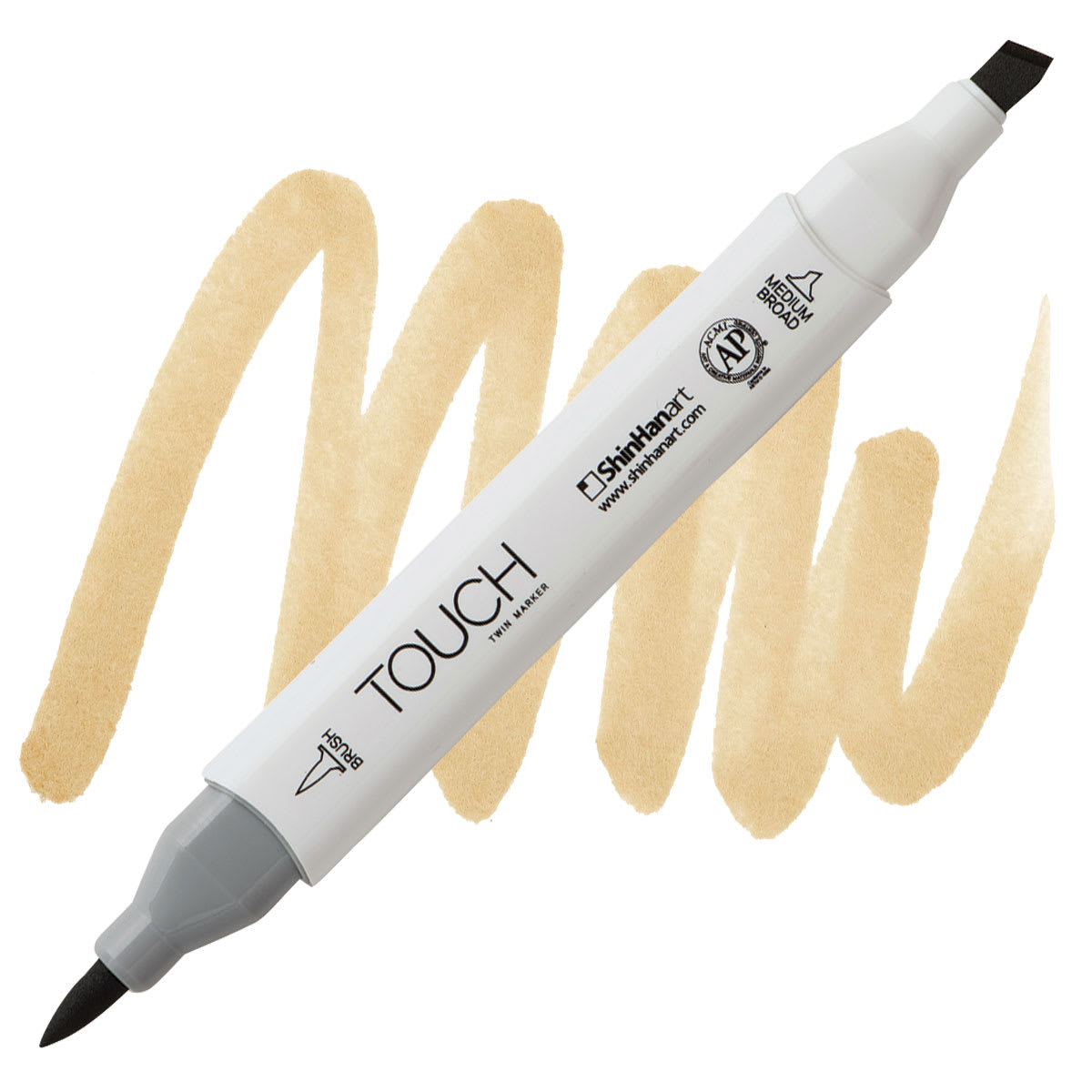 ShinHan Touch Twin Brush Marker - Pale Camel BR114 marker and swatch