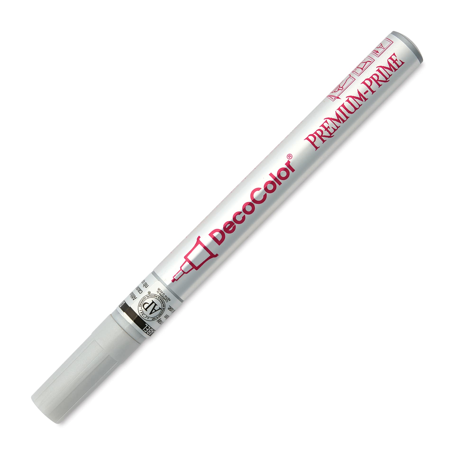 DecoColor Premium Paint Marker - Silver, Bullet Tip, 1 mm with cap off