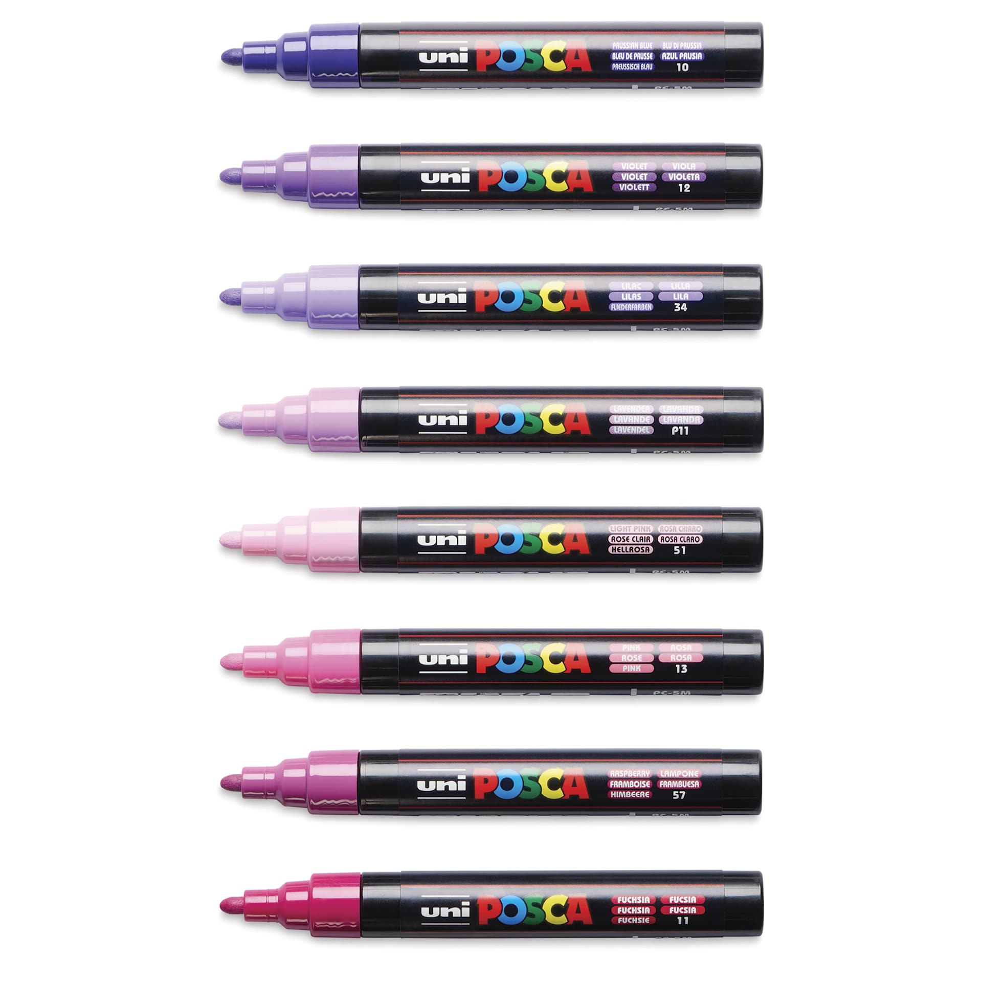 Posca Paint Markers - Set of 8, Purple Shade Colors, Medium Bullet Tip, cap off