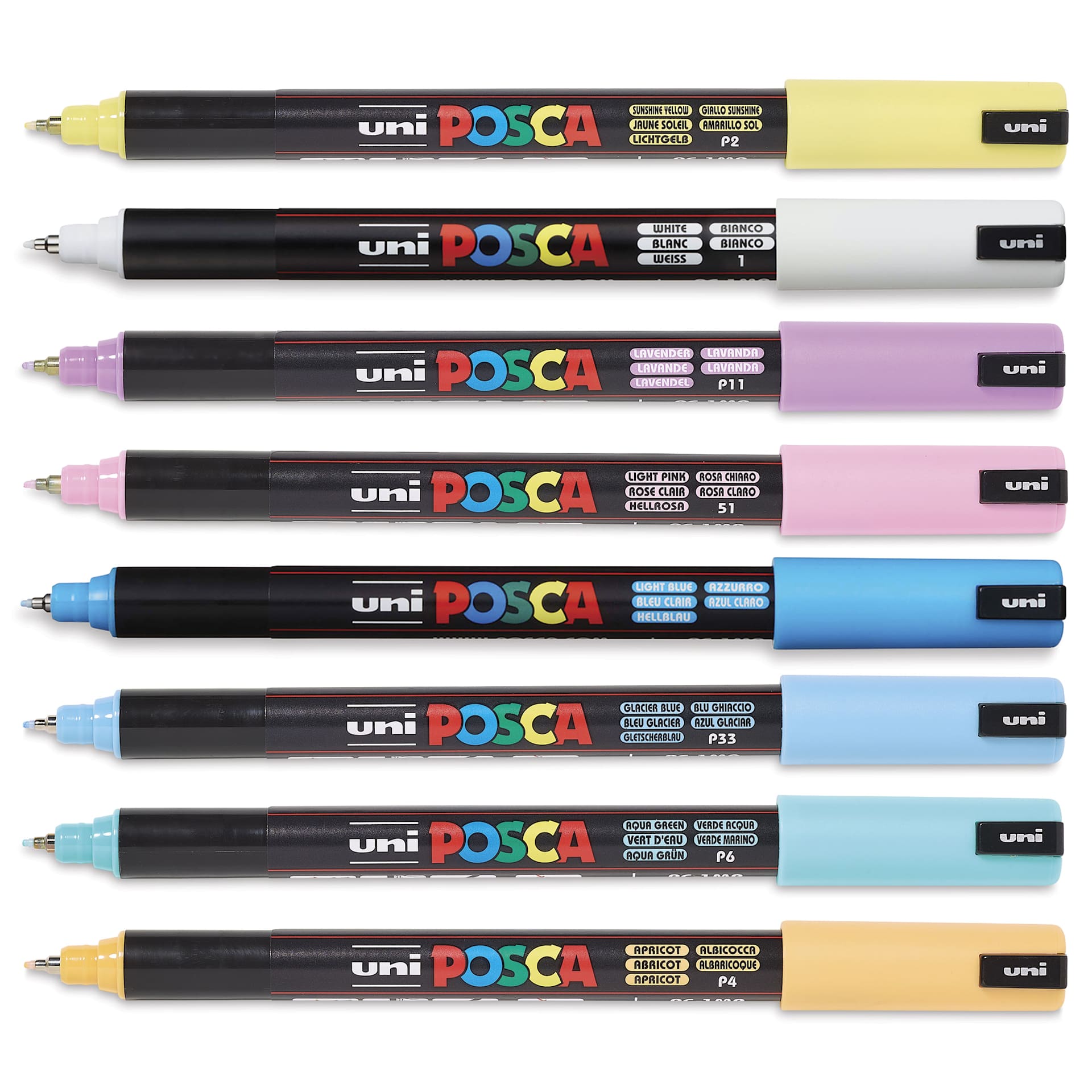 Posca Paint Markers - Set of 8, Soft Colors, X Fine Tip, 0.7 mm