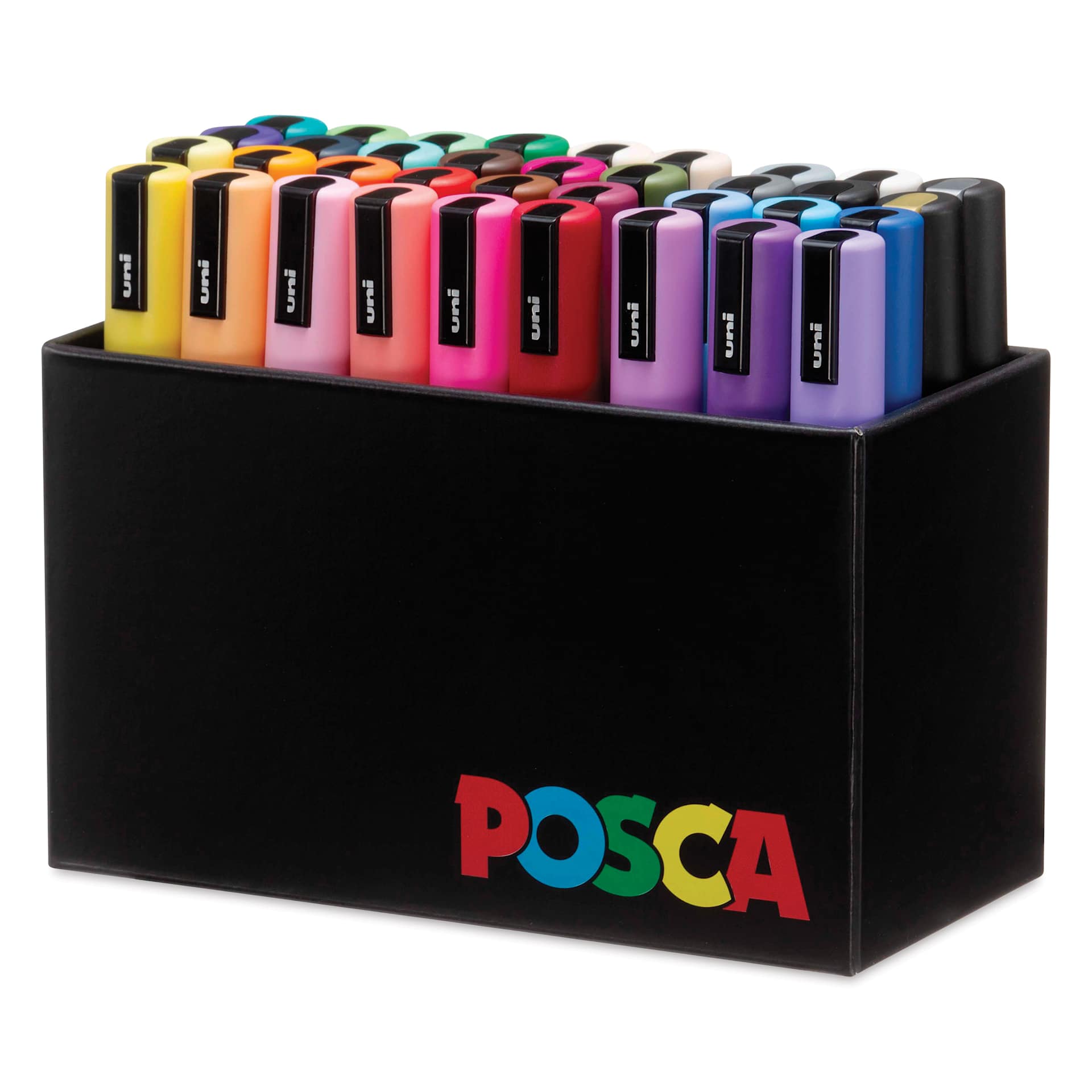 Posca Paint Markers - Set of 36, Assorted Colors, Medium Bullet Tip, 2.5 mm, open case showing contents