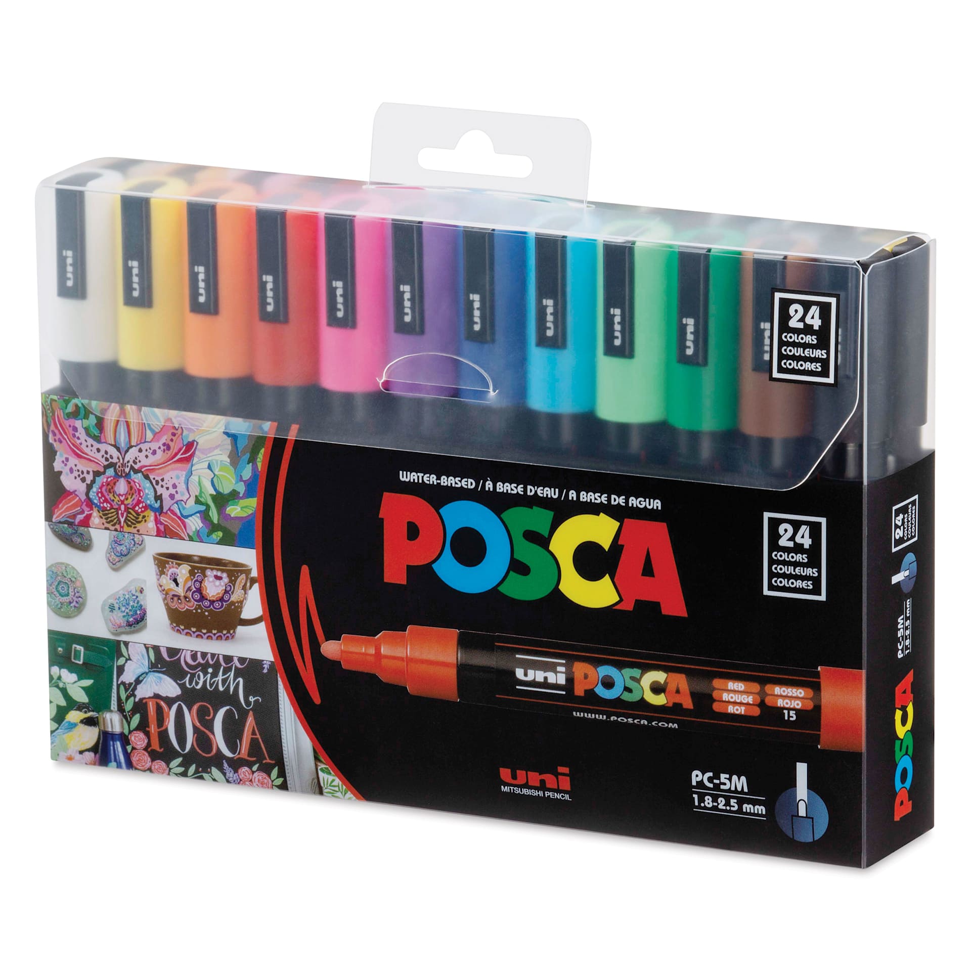 Posca Paint Markers - Set of 24, Assorted Colors, Medium Bullet Tip, 2.5 mm